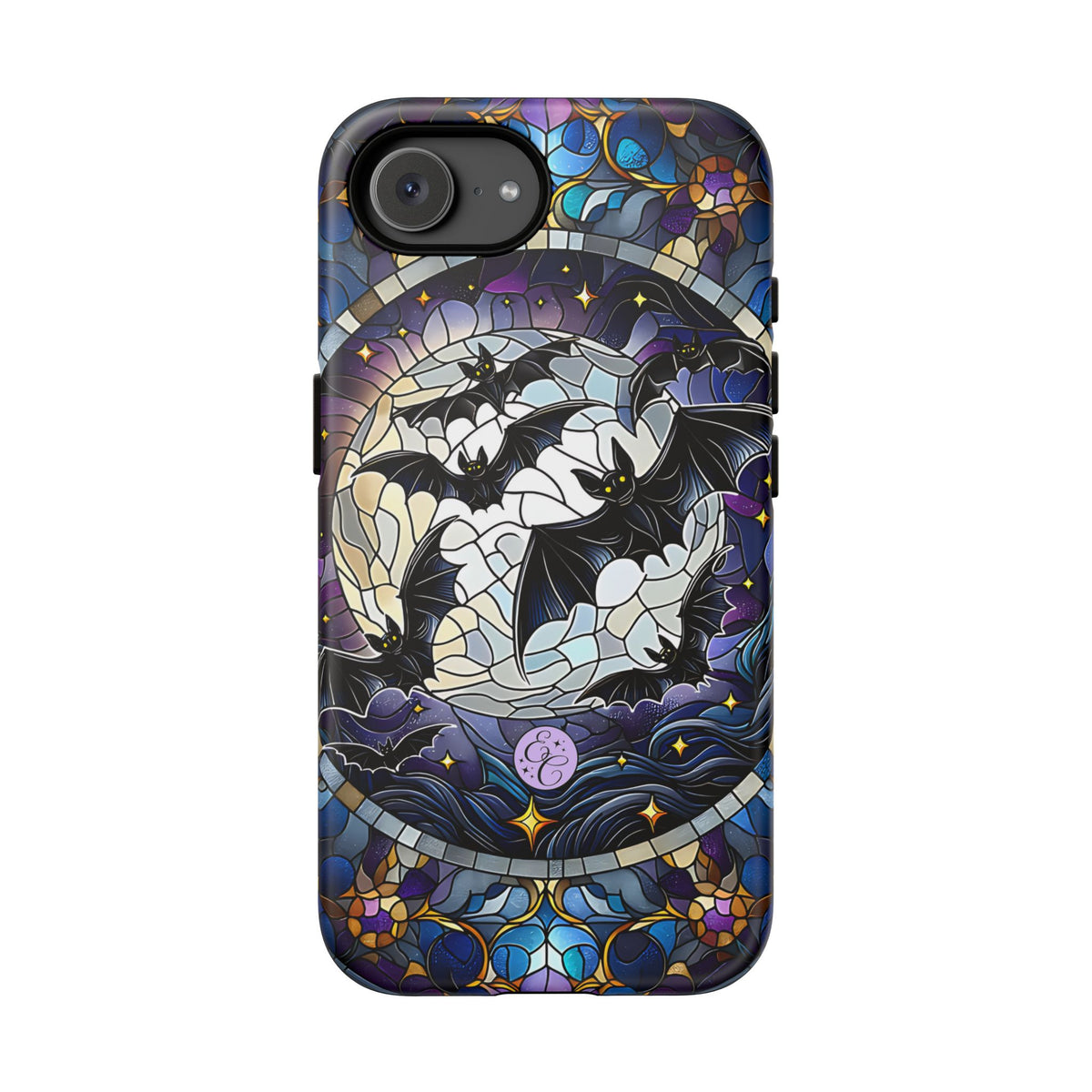 Midnight Bats Stained Glass Halloween Phone Case