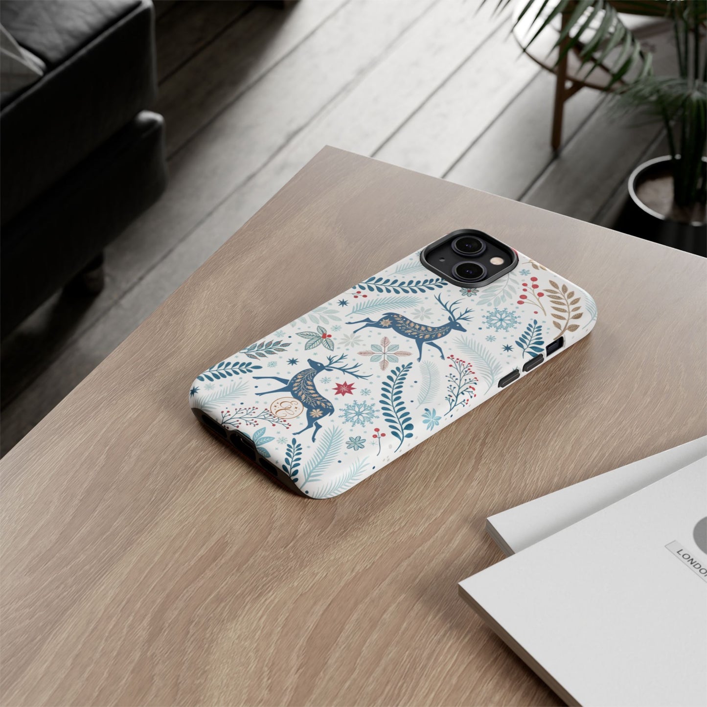 Blue Winter Deer Tough Phone Case