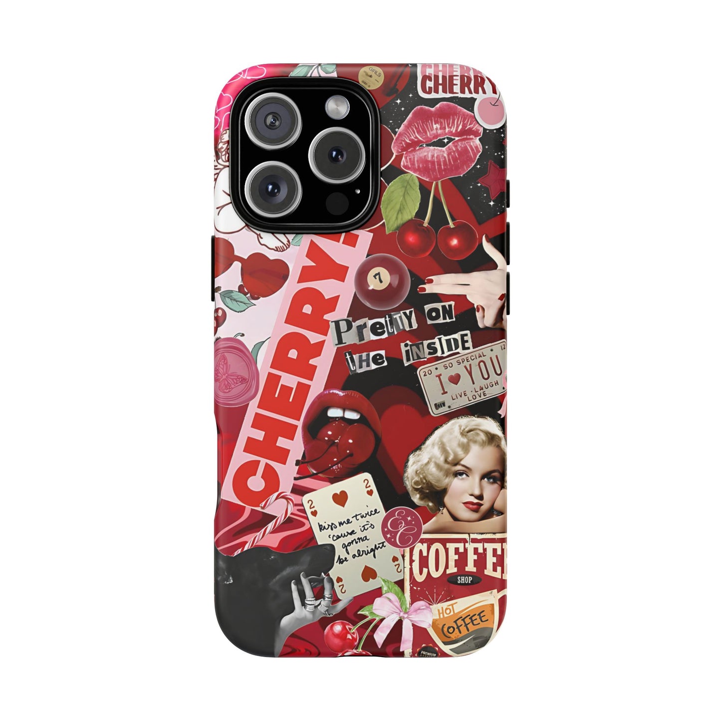 Cherry Theme Retro Collage Tough Phone Case