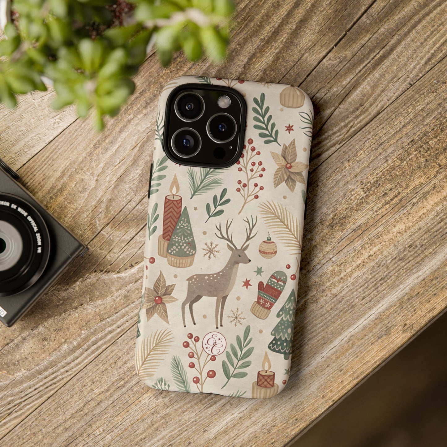 Rustic Christmas Reindeer Tough Phone Case