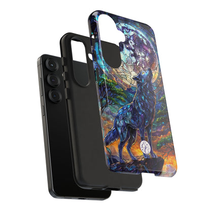 Moonlit Wolf Stained Glass Halloween Phone Case