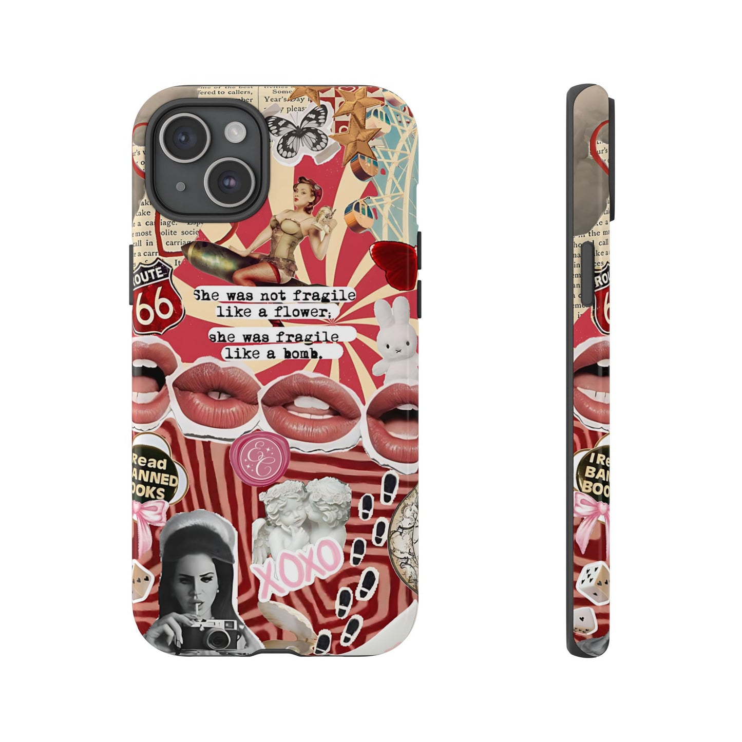 Feminine Aesthetic Retro Collage Tough Phone Case