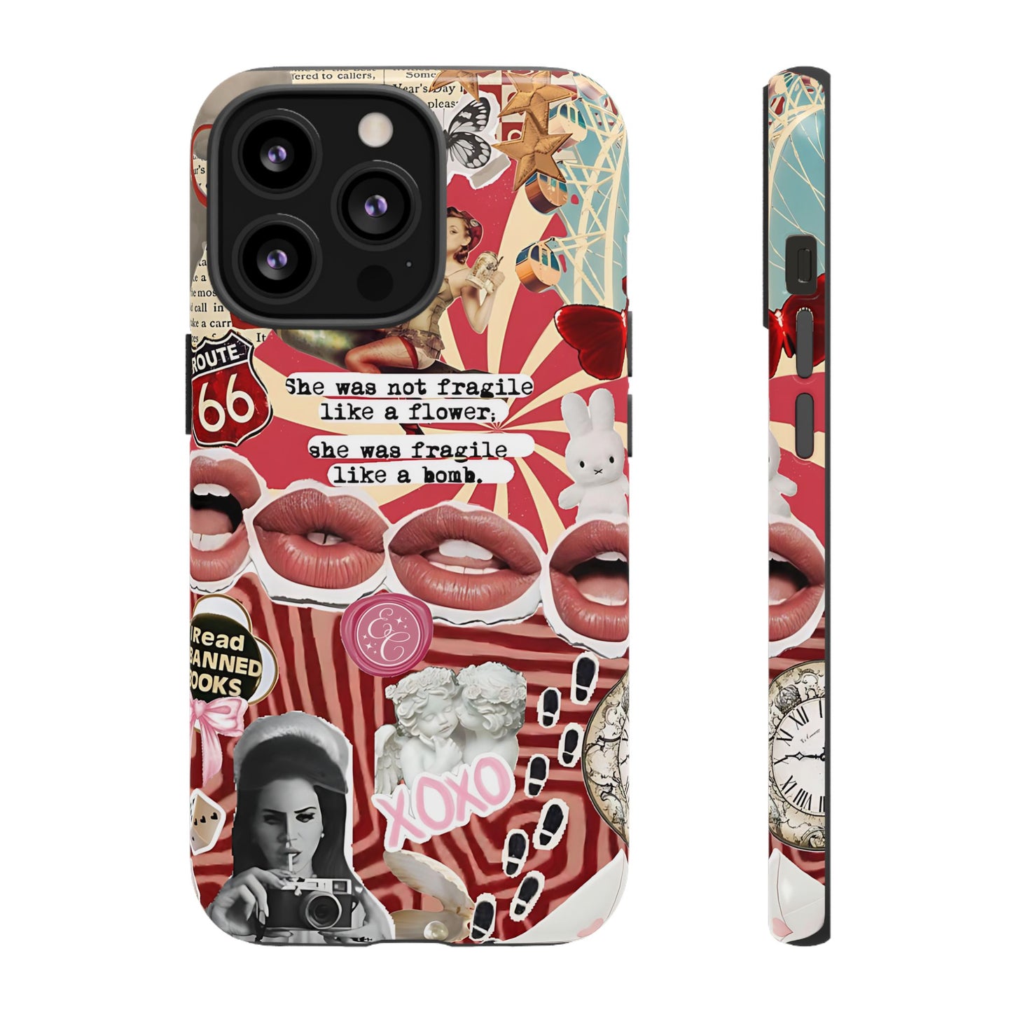 Feminine Aesthetic Retro Collage Tough Phone Case