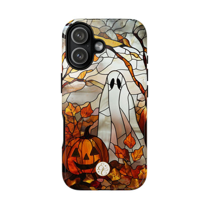 Halloween Ghost & Pumpkin Stained Glass Tough Phone Case