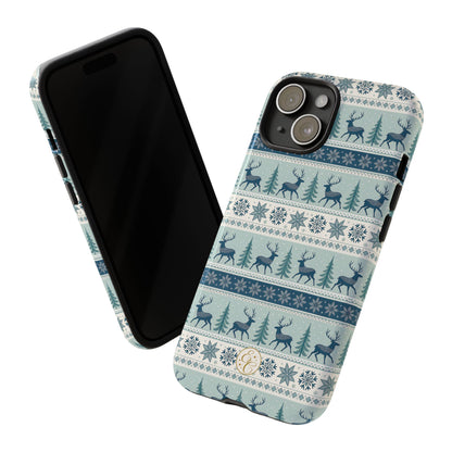 Blue Winter Reindeer Tough Phone Case