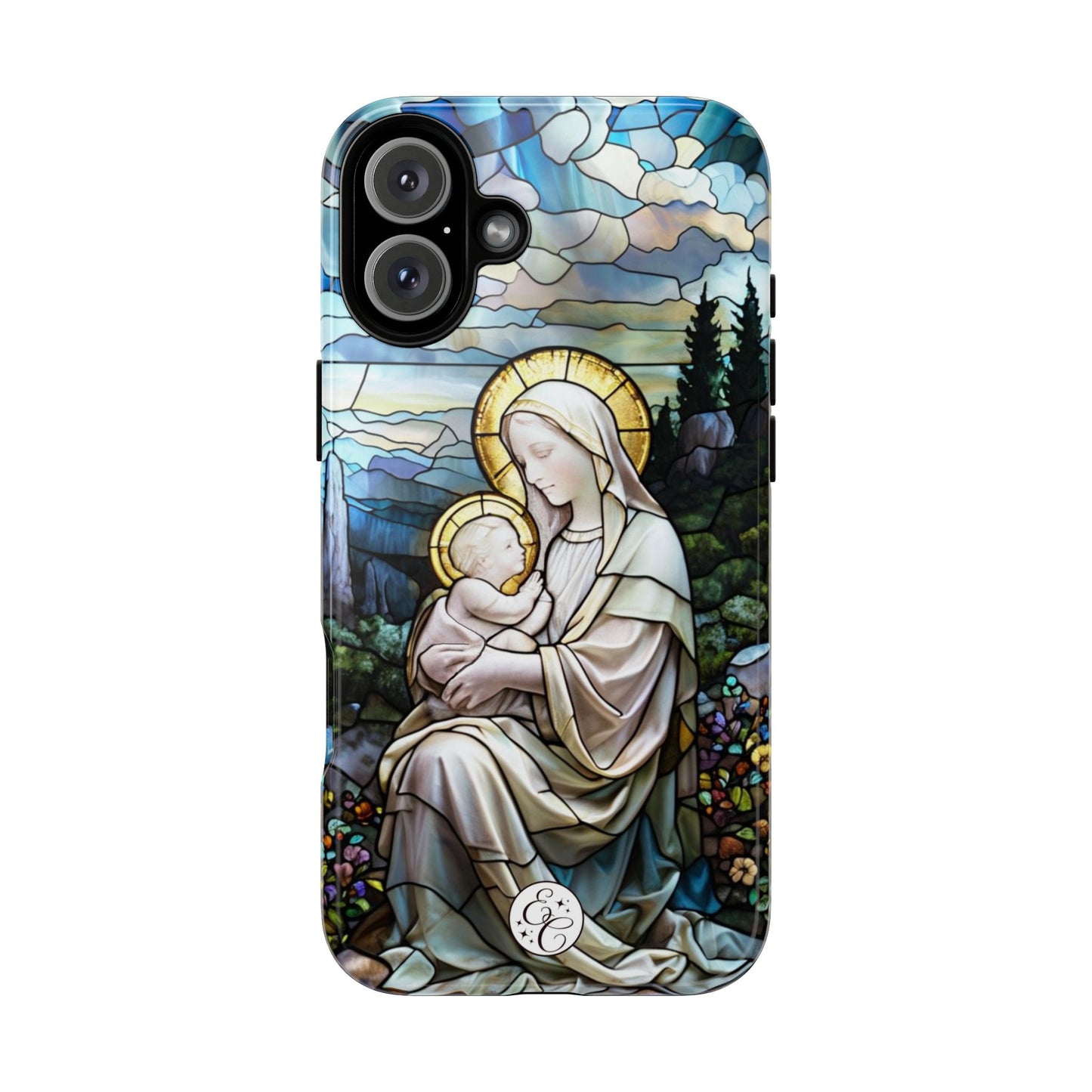 Virgin Mary with Baby Jesus Stained Glass Tough Phone Case