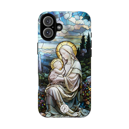 Virgin Mary with Baby Jesus Stained Glass Tough Phone Case