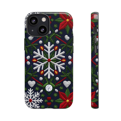 Snowflakes and Poinsettias Tough Phone Case