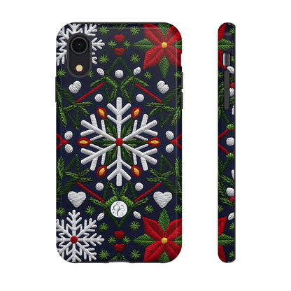 Snowflakes and Poinsettias Tough Phone Case