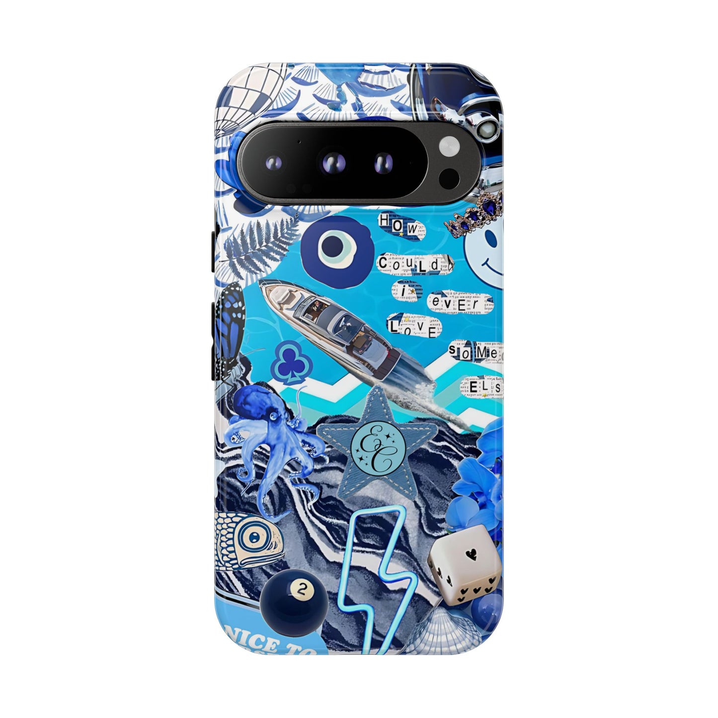 Eclectic Blue Collage Tough Phone Case