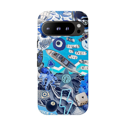 Eclectic Blue Collage Tough Phone Case