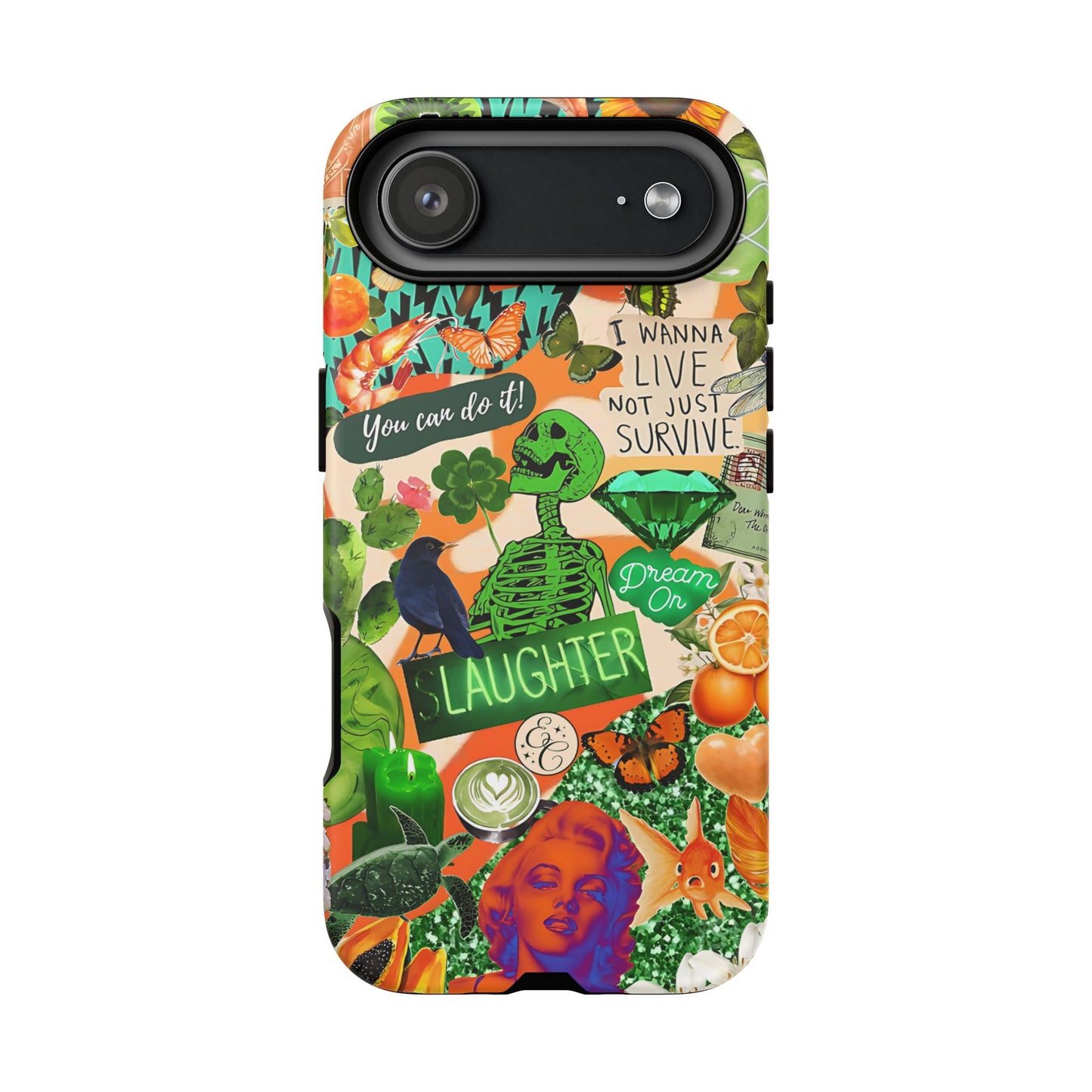 Green and Orange Collage Tough Phone Case