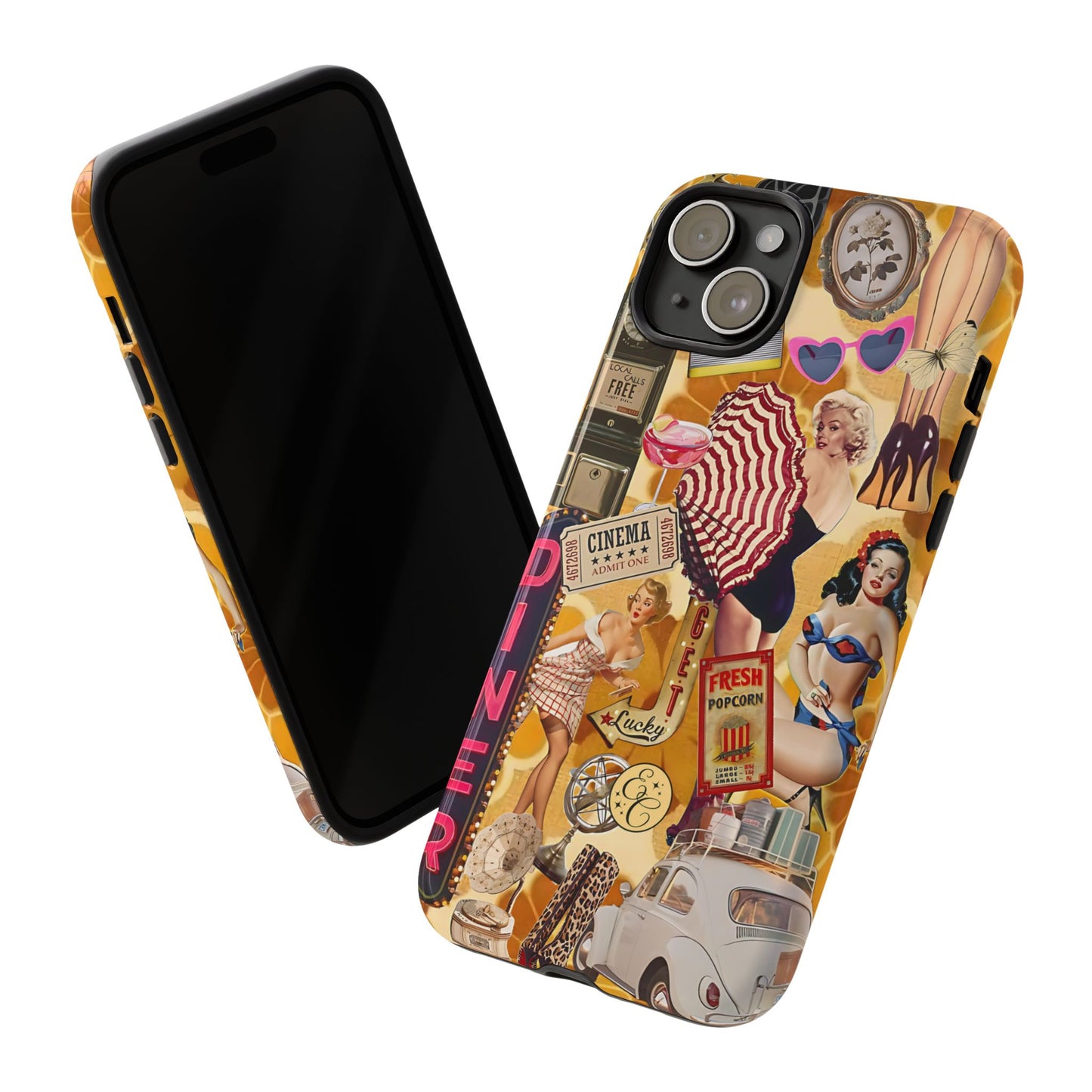 Retro Pin-up Collage Tough Phone Case