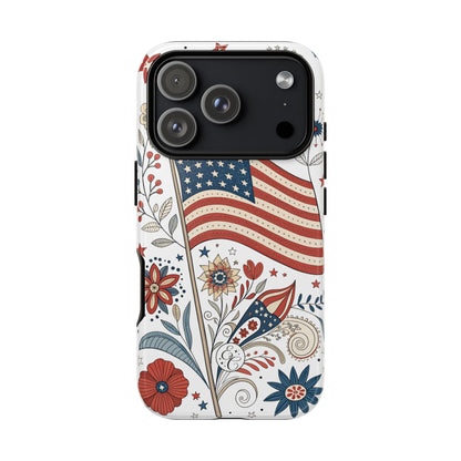 Boho USA Flag Floral Tough Phone Case