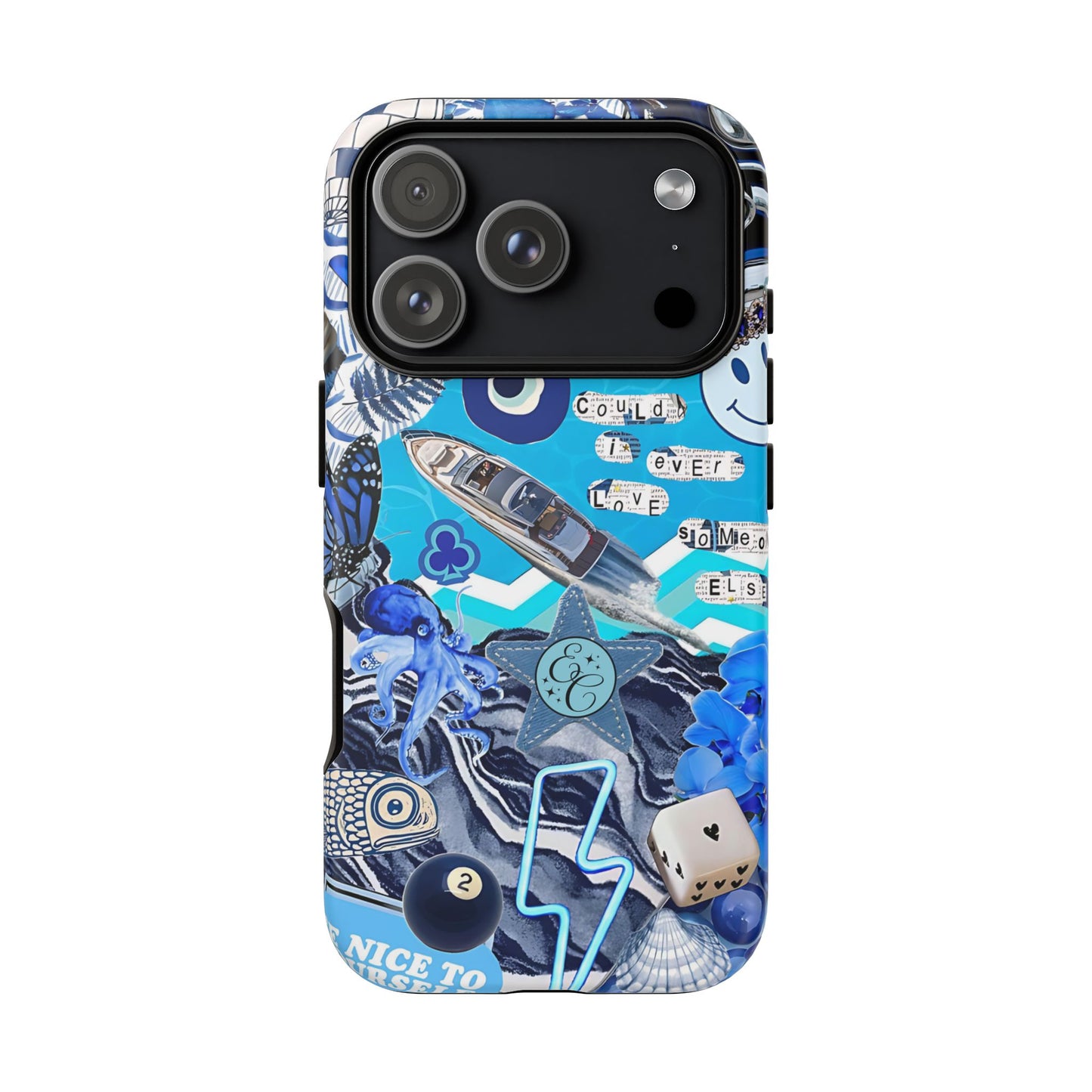 Eclectic Blue Collage Tough Phone Case