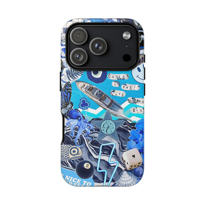 Eclectic Blue Collage Tough Phone Case