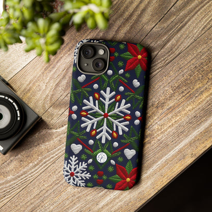 Snowflakes and Poinsettias Tough Phone Case