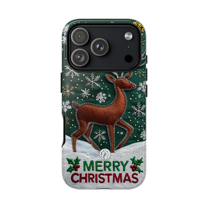 Merry Christmas Reindeer Tough Phone Case