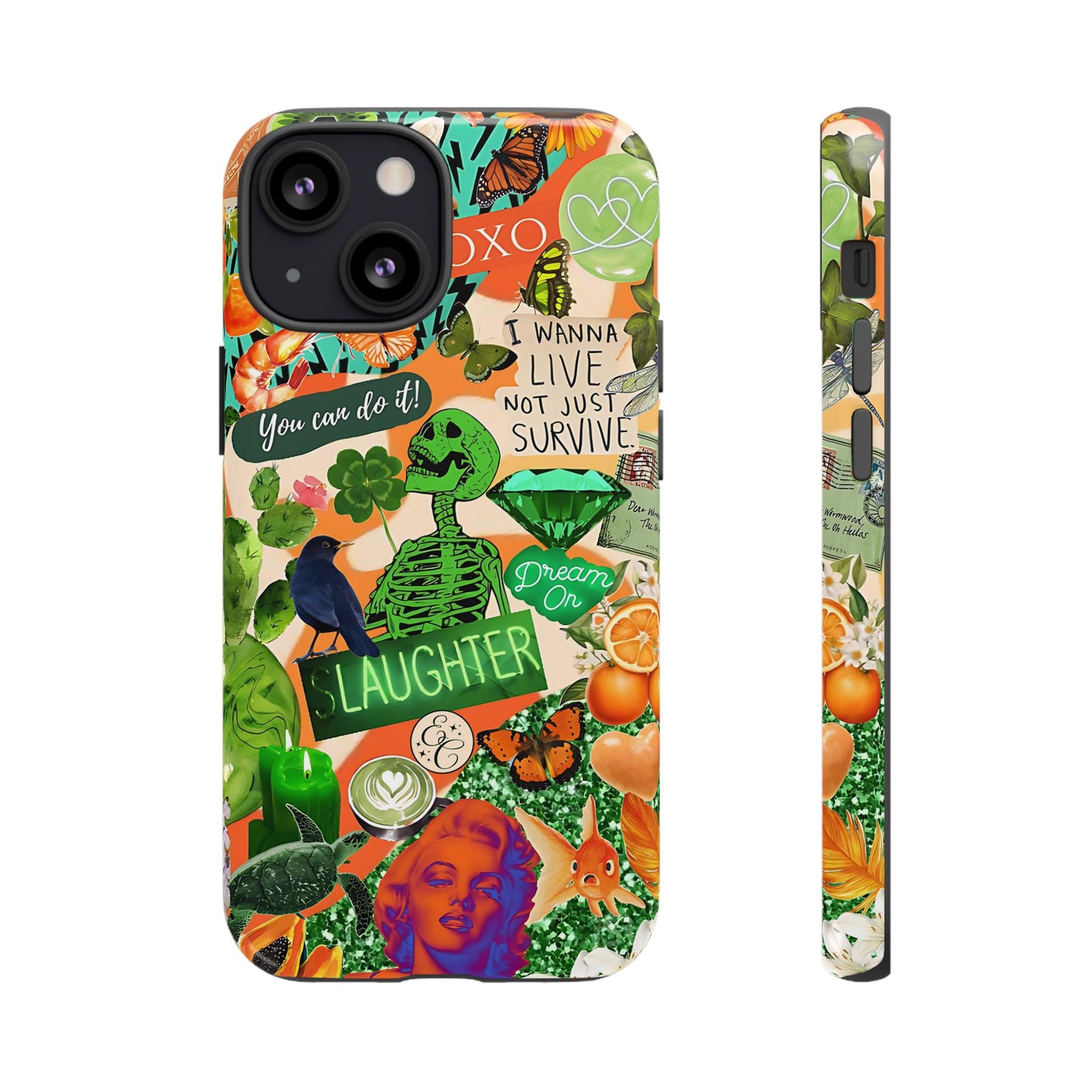 Green and Orange Collage Tough Phone Case