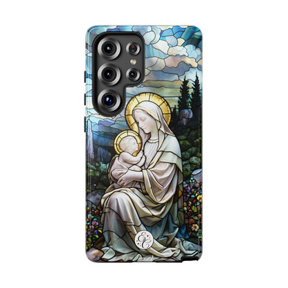 Virgin Mary with Baby Jesus Stained Glass Tough Phone Case