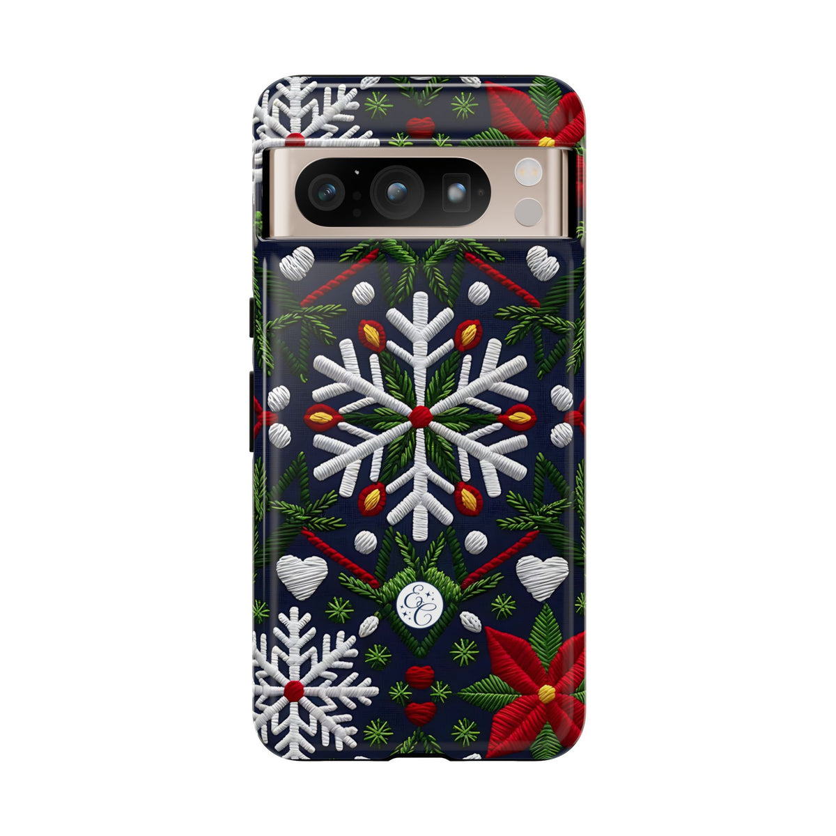 Snowflakes and Poinsettias Phone Case