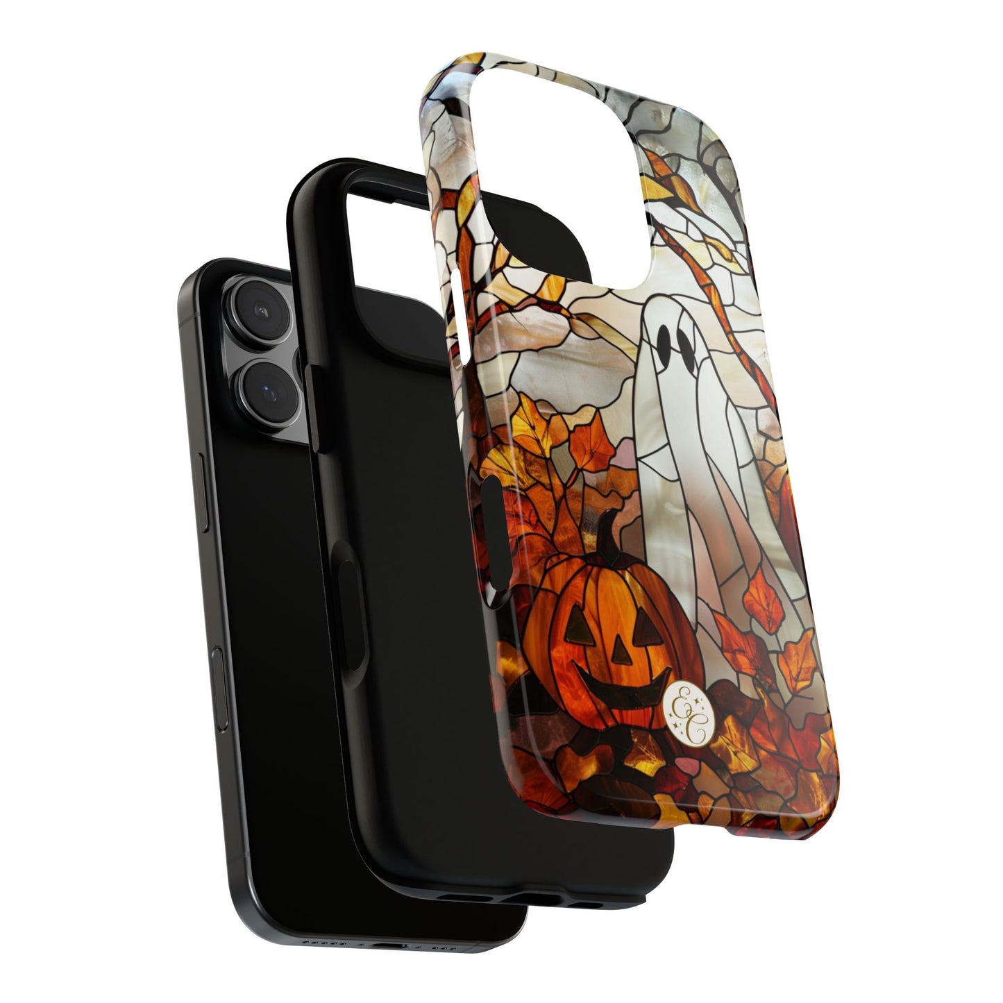 Halloween Ghost & Pumpkin Stained Glass Tough Phone Case