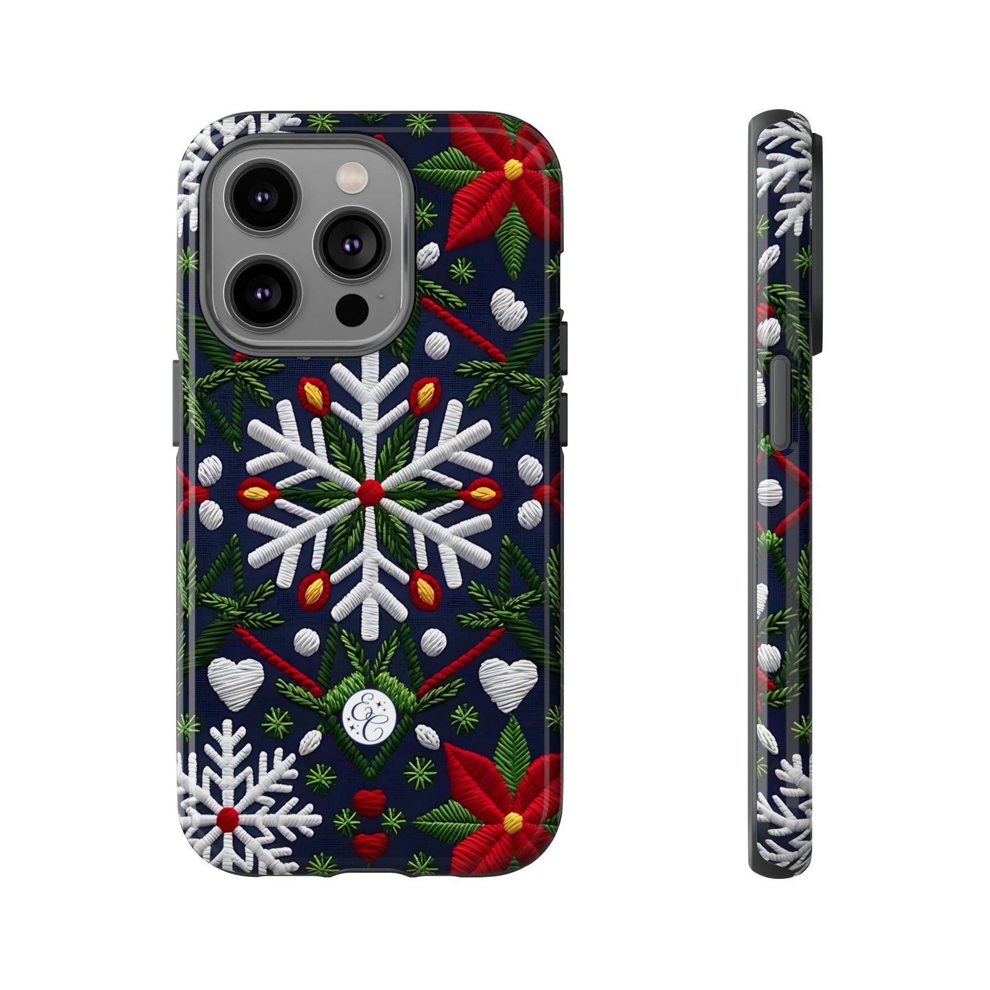 Snowflakes and Poinsettias Tough Phone Case