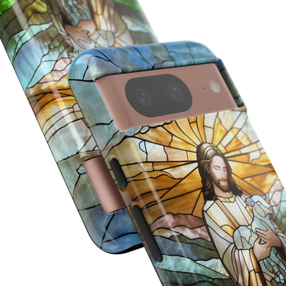 Jesus Holding a Lamb Stained Glass Tough Phone Case