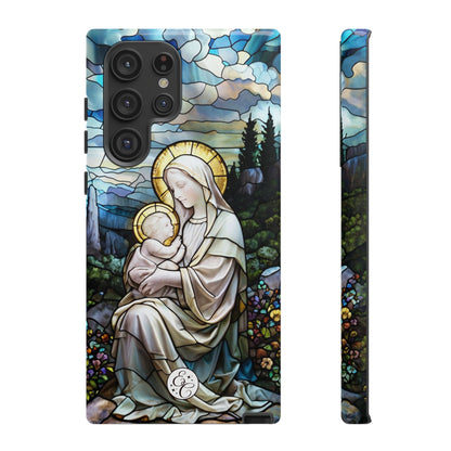 Virgin Mary with Baby Jesus Stained Glass Tough Phone Case