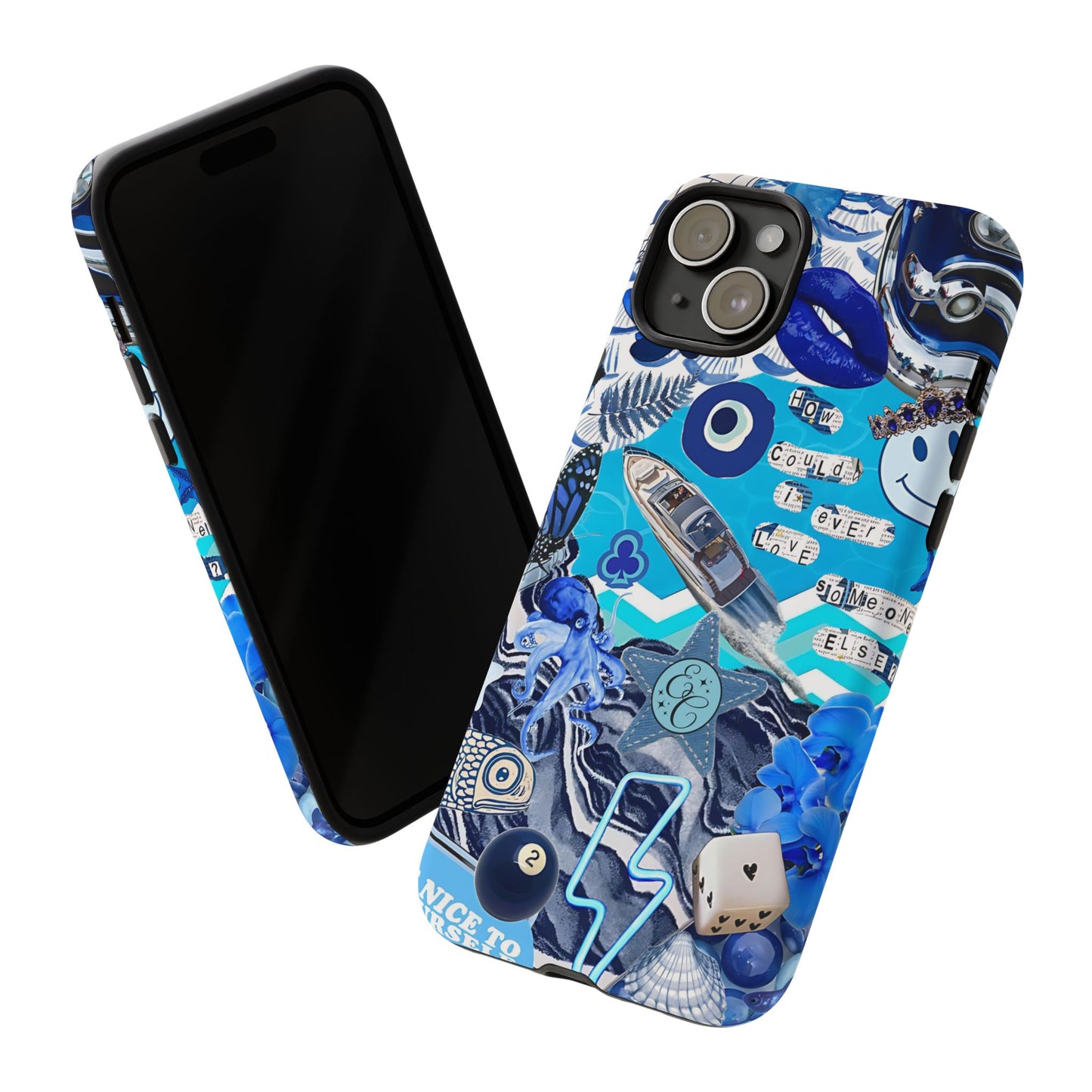 Eclectic Blue Collage Tough Phone Case