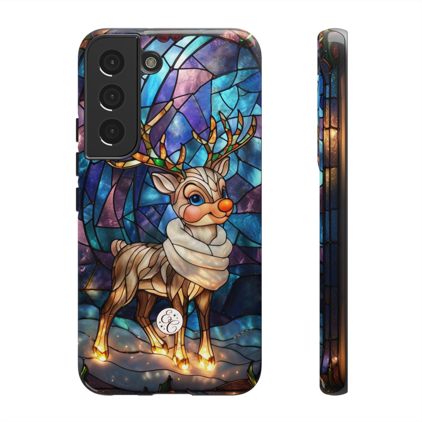 Cute Reindeer Stained Glass Tough Phone Case