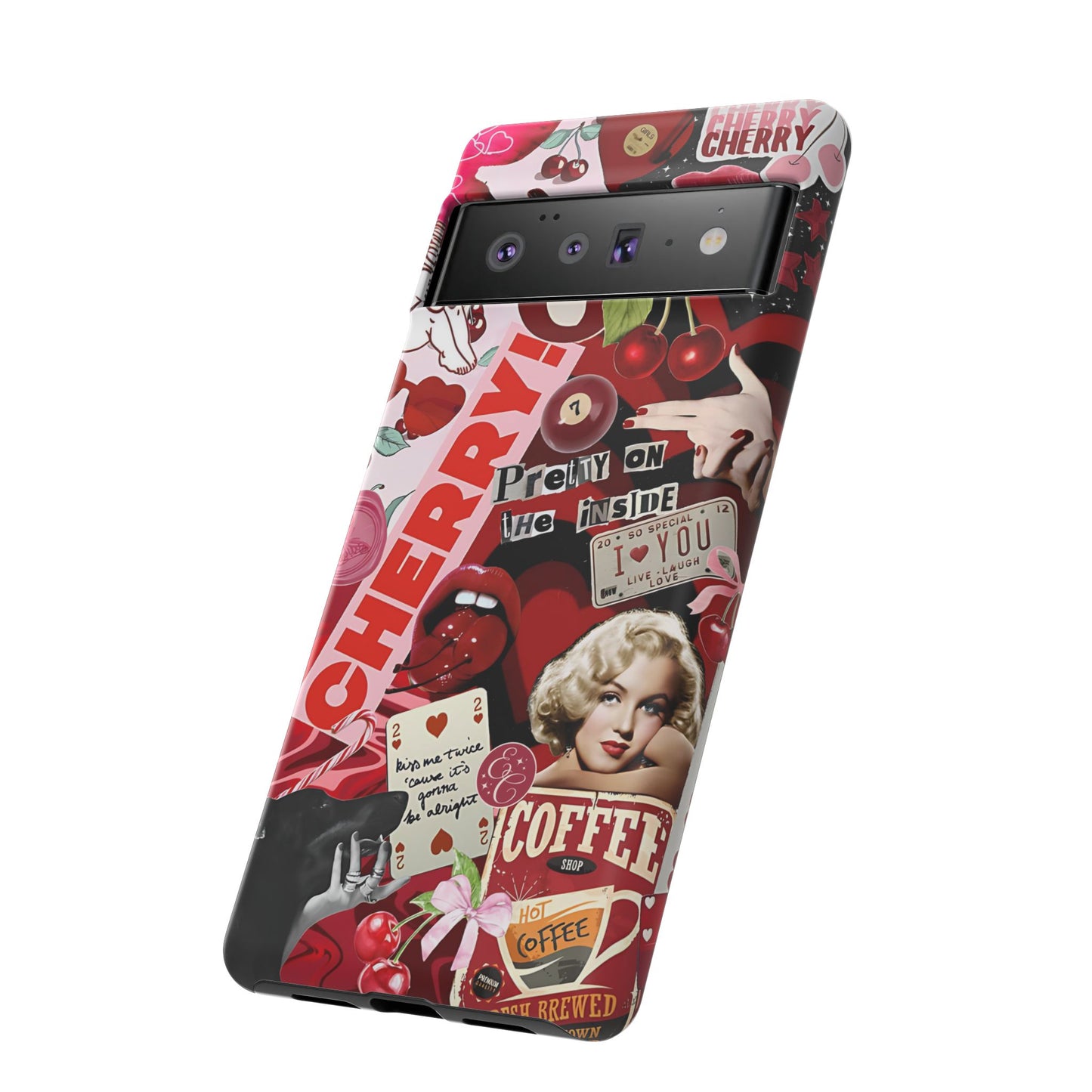 Cherry Theme Retro Collage Tough Phone Case