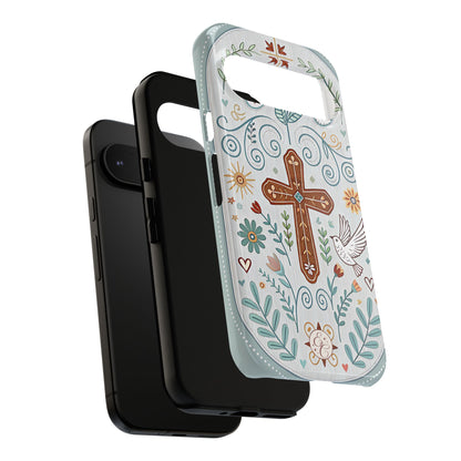 Christian Cross Floral Tough Phone Case