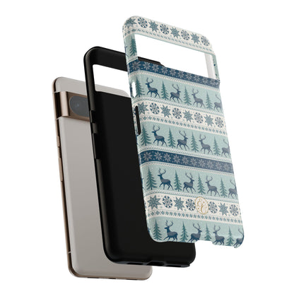 Blue Winter Reindeer Tough Phone Case