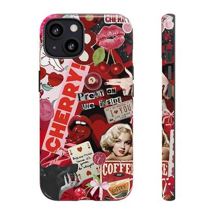 Cherry Theme Retro Collage Tough Phone Case