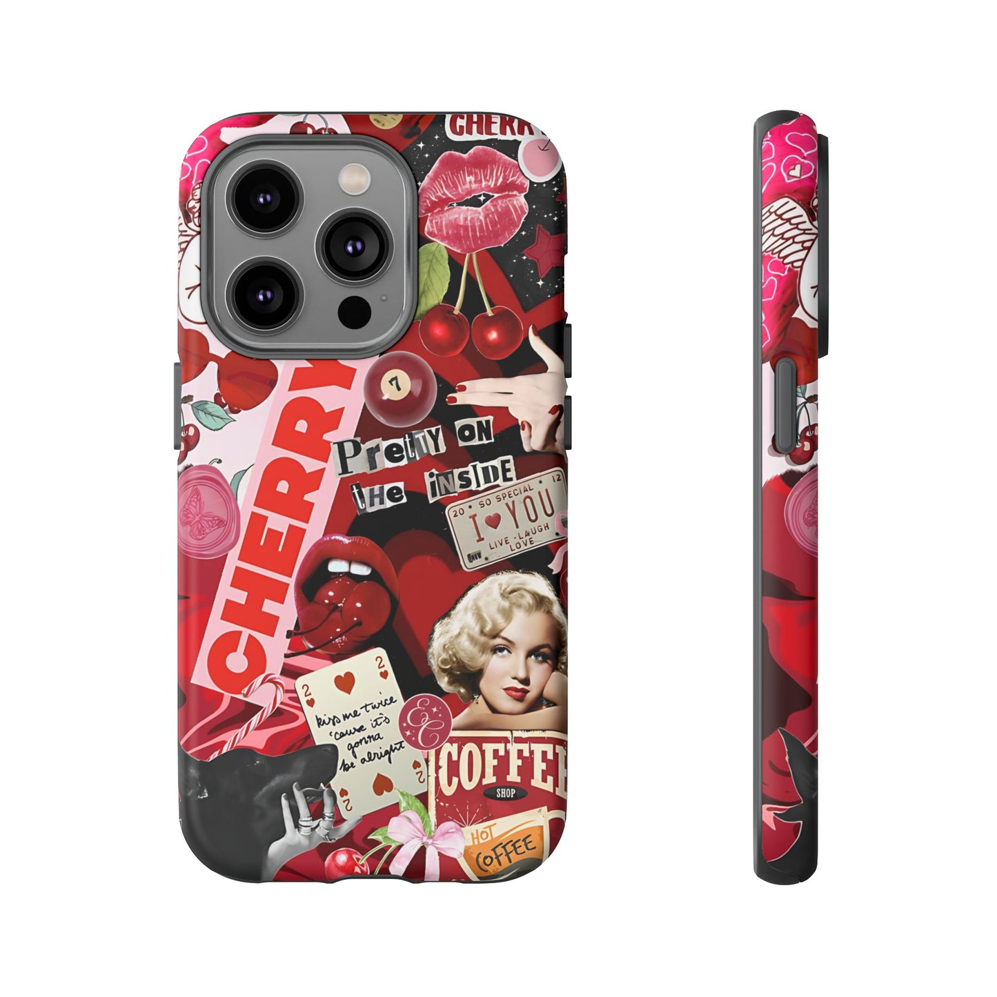 Cherry Theme Retro Collage Tough Phone Case