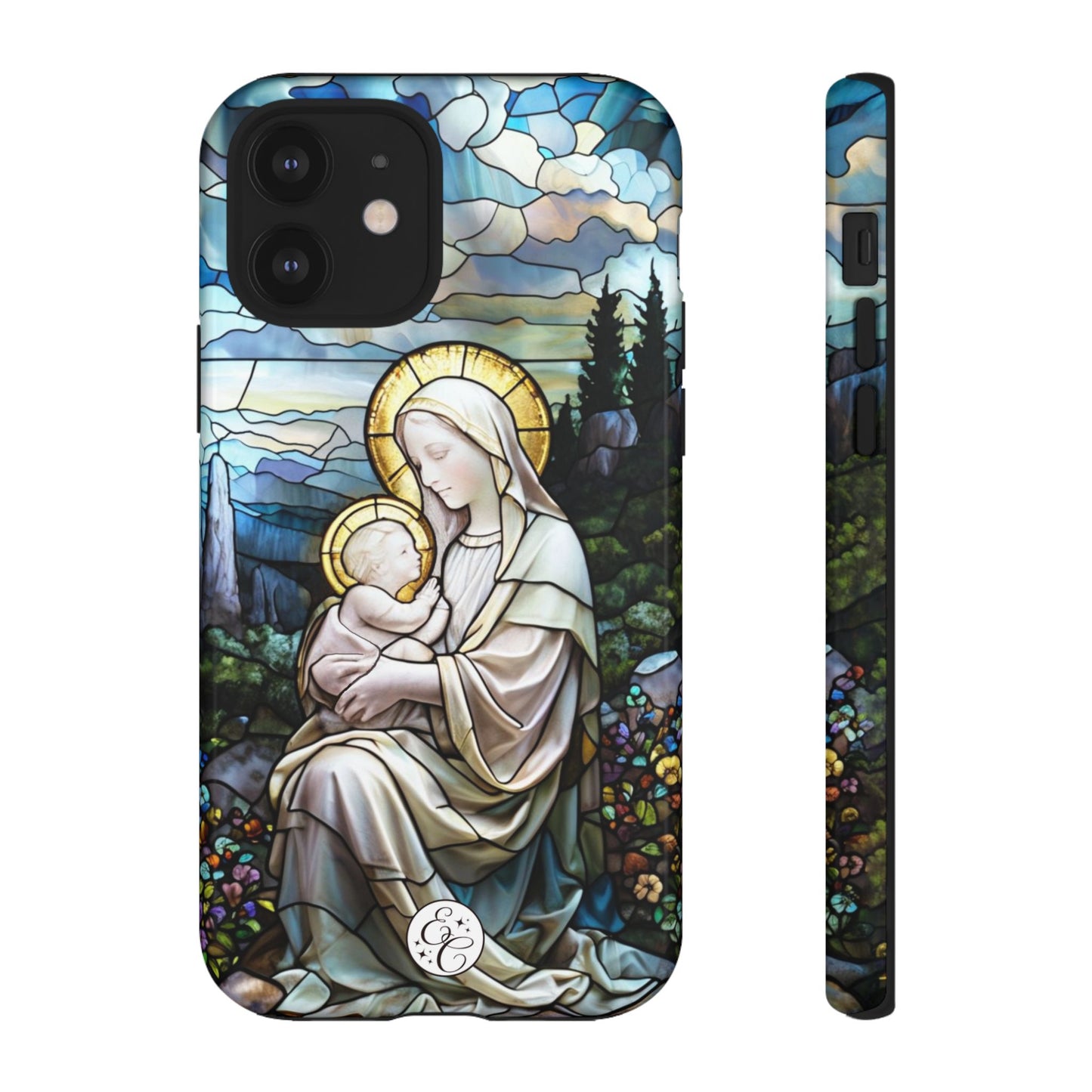 Virgin Mary with Baby Jesus Stained Glass Tough Phone Case