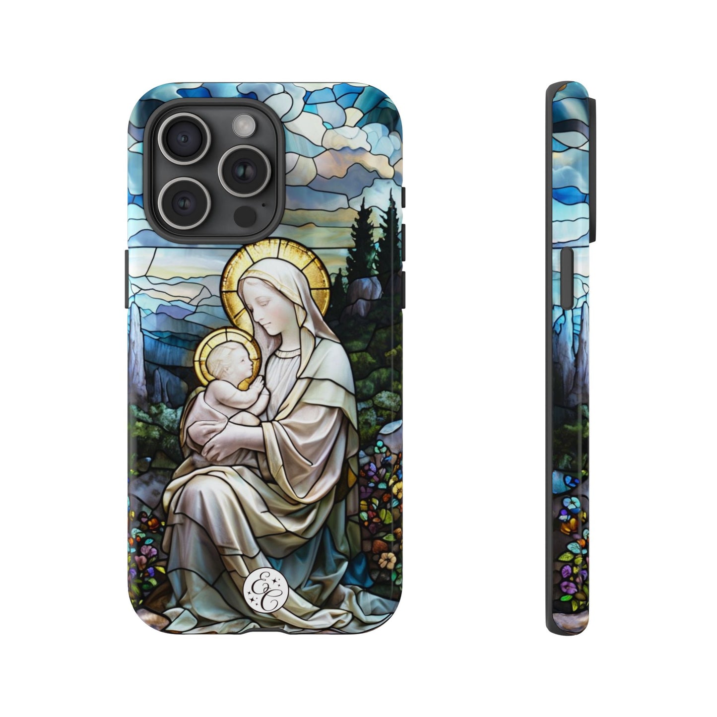 Virgin Mary with Baby Jesus Stained Glass Tough Phone Case