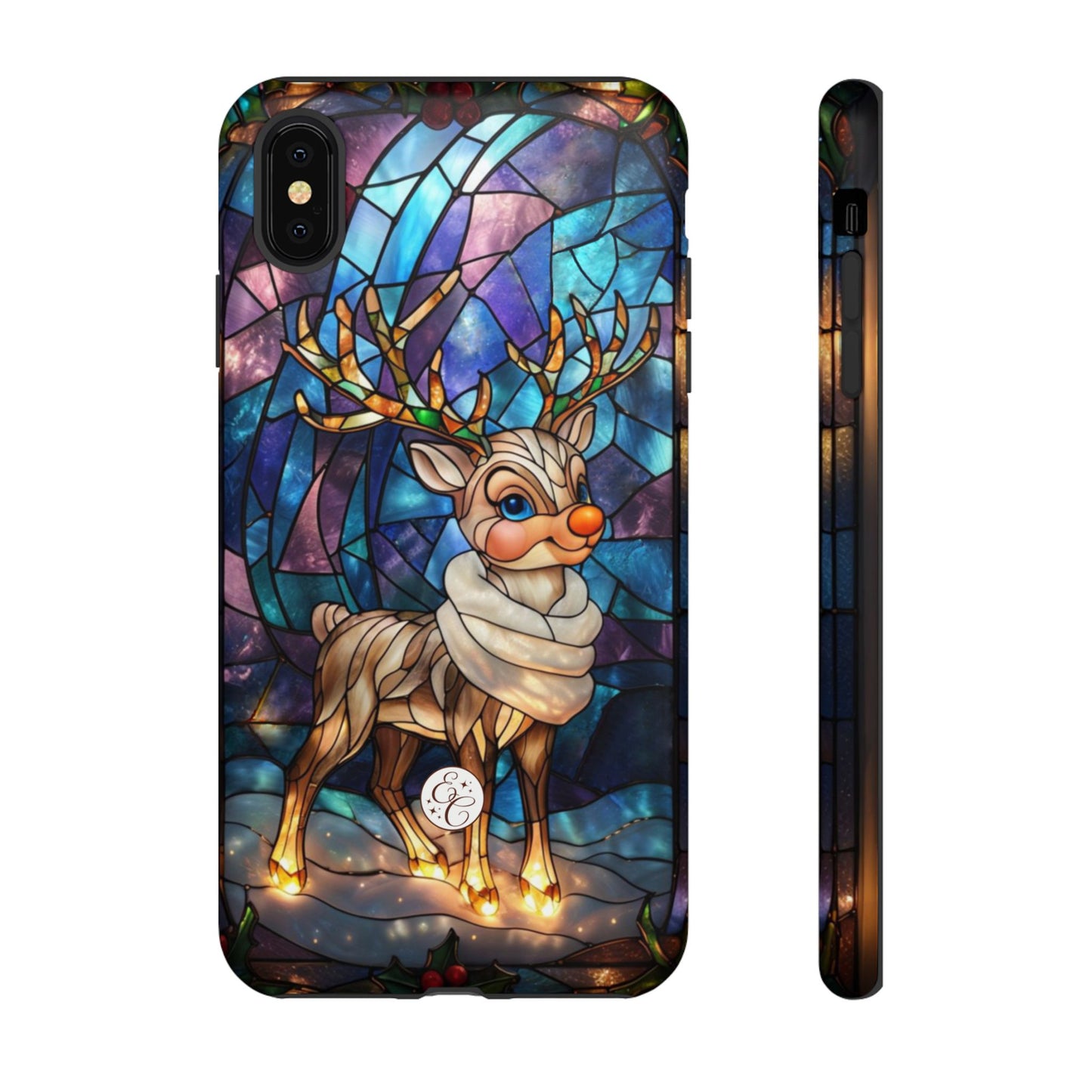 Cute Reindeer Stained Glass Tough Phone Case