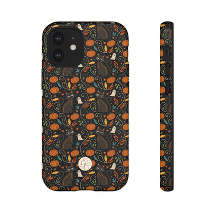 Boho Halloween Black Cat Pattern Tough Phone Case