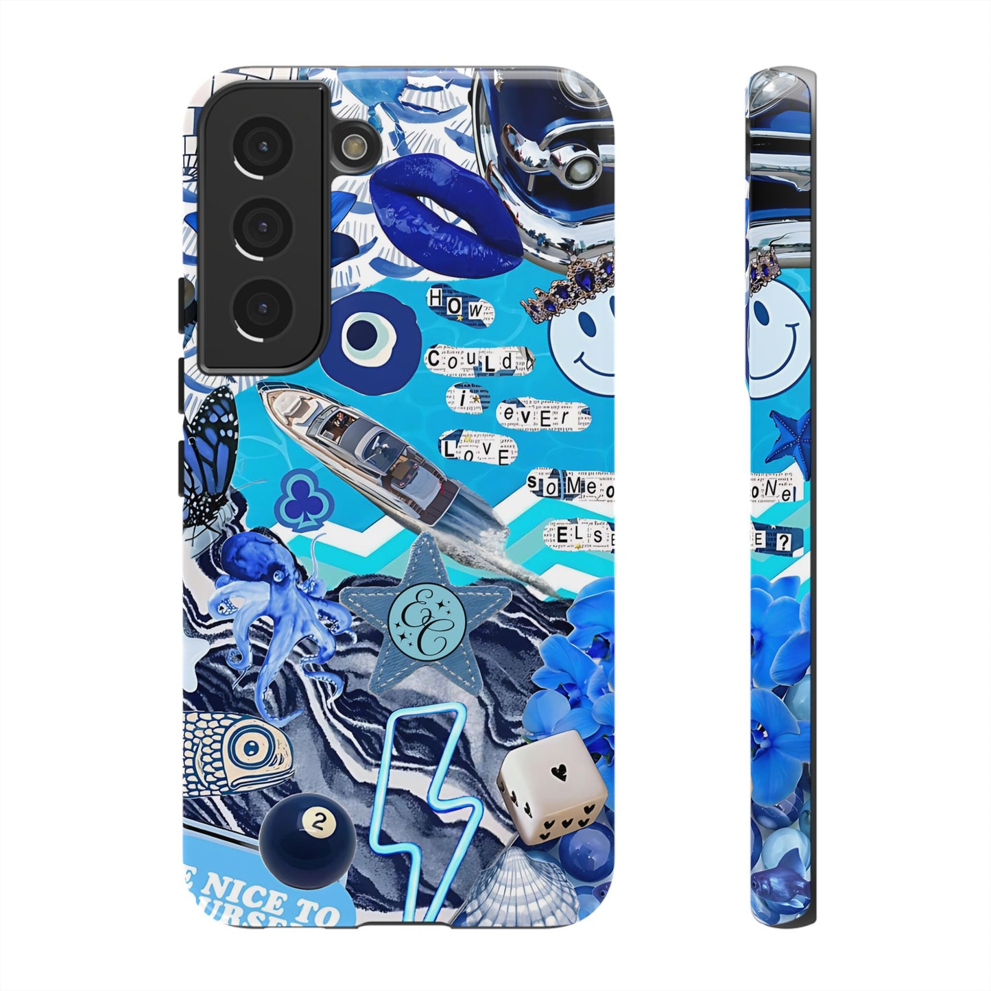 Eclectic Blue Collage Tough Phone Case