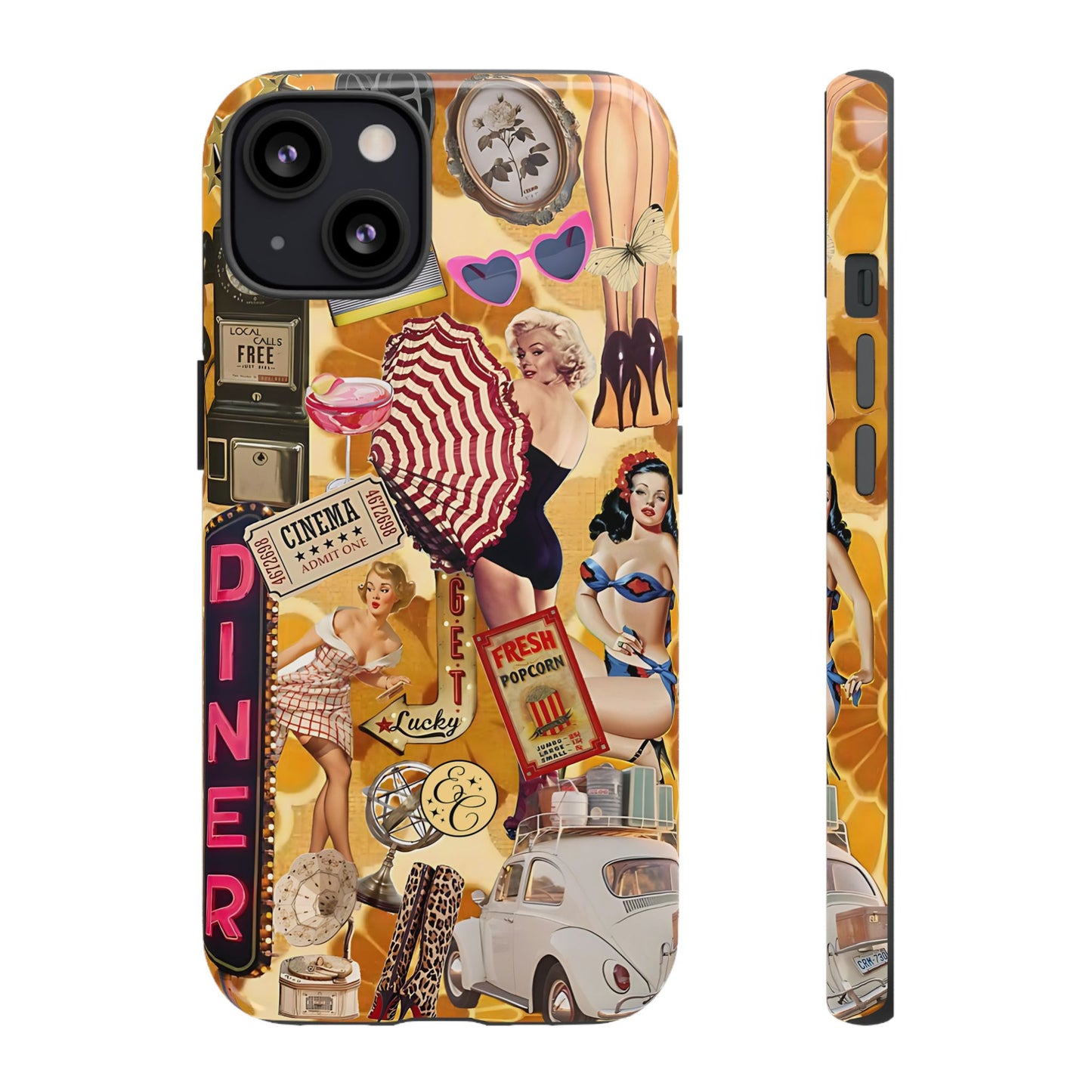 Retro Pin-up Collage Tough Phone Case