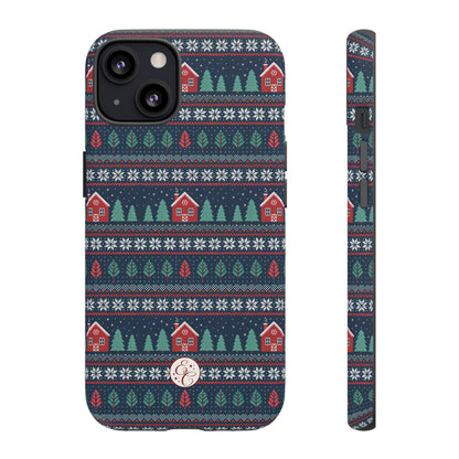 Winter Cottage Pattern Tough Phone Case