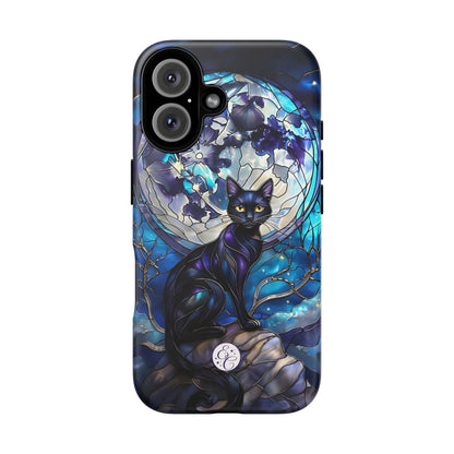 Stained Glass Black Cat Tough Phone Case