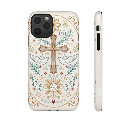 Christian Cross and Doves Tough Phone Case