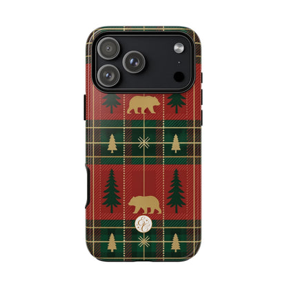 Christmas Bear Plaid Tough Phone Case