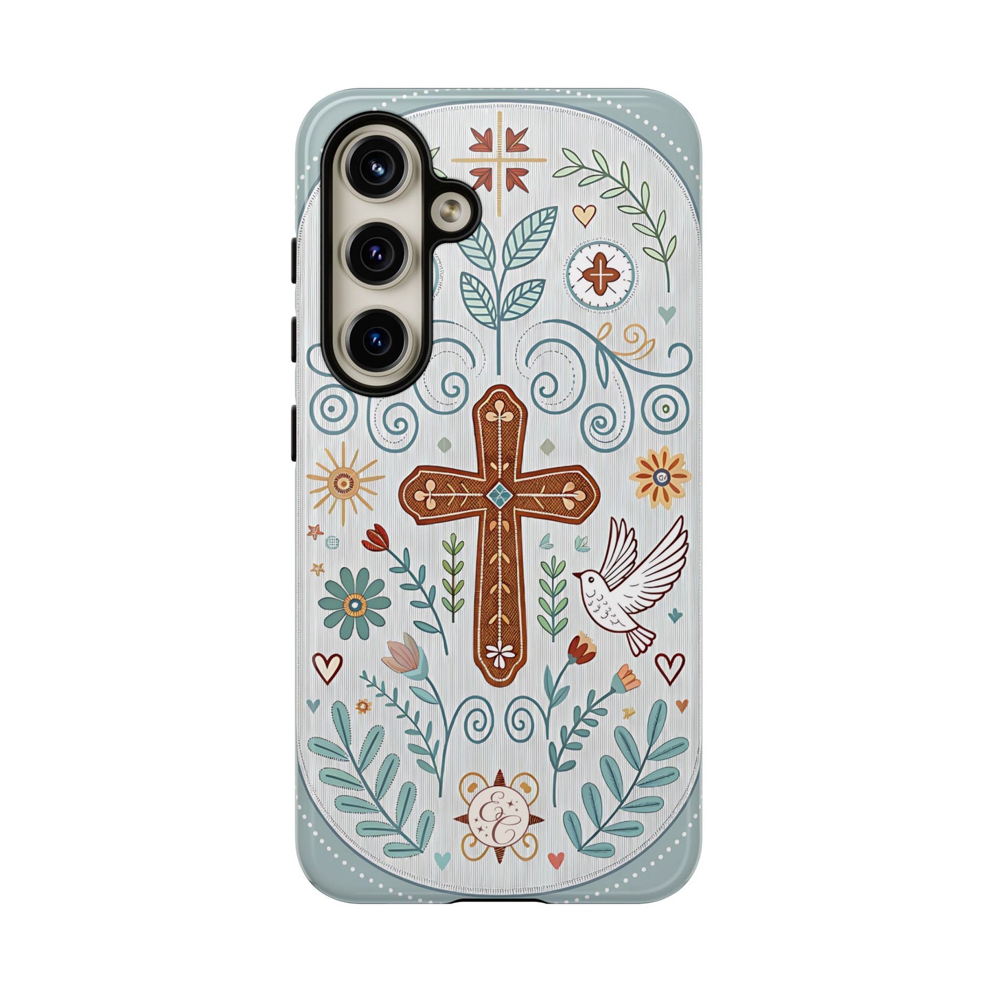 Christian Cross Floral Tough Phone Case