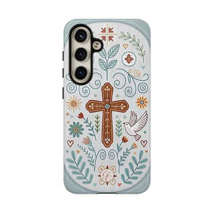 Christian Cross Floral Tough Phone Case