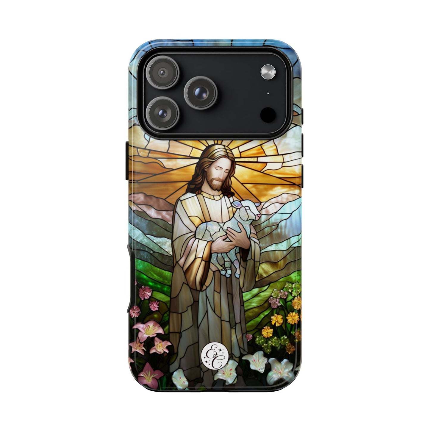 Jesus Holding a Lamb Stained Glass Tough Phone Case