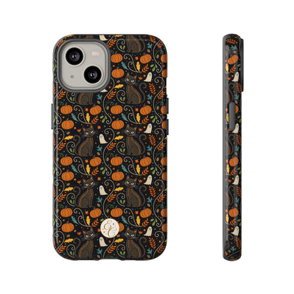 Boho Halloween Black Cat Pattern Tough Phone Case
